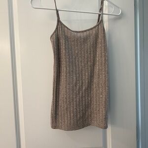 LOFT Ribbed Spaghetti Strap Tank Top - Taupe